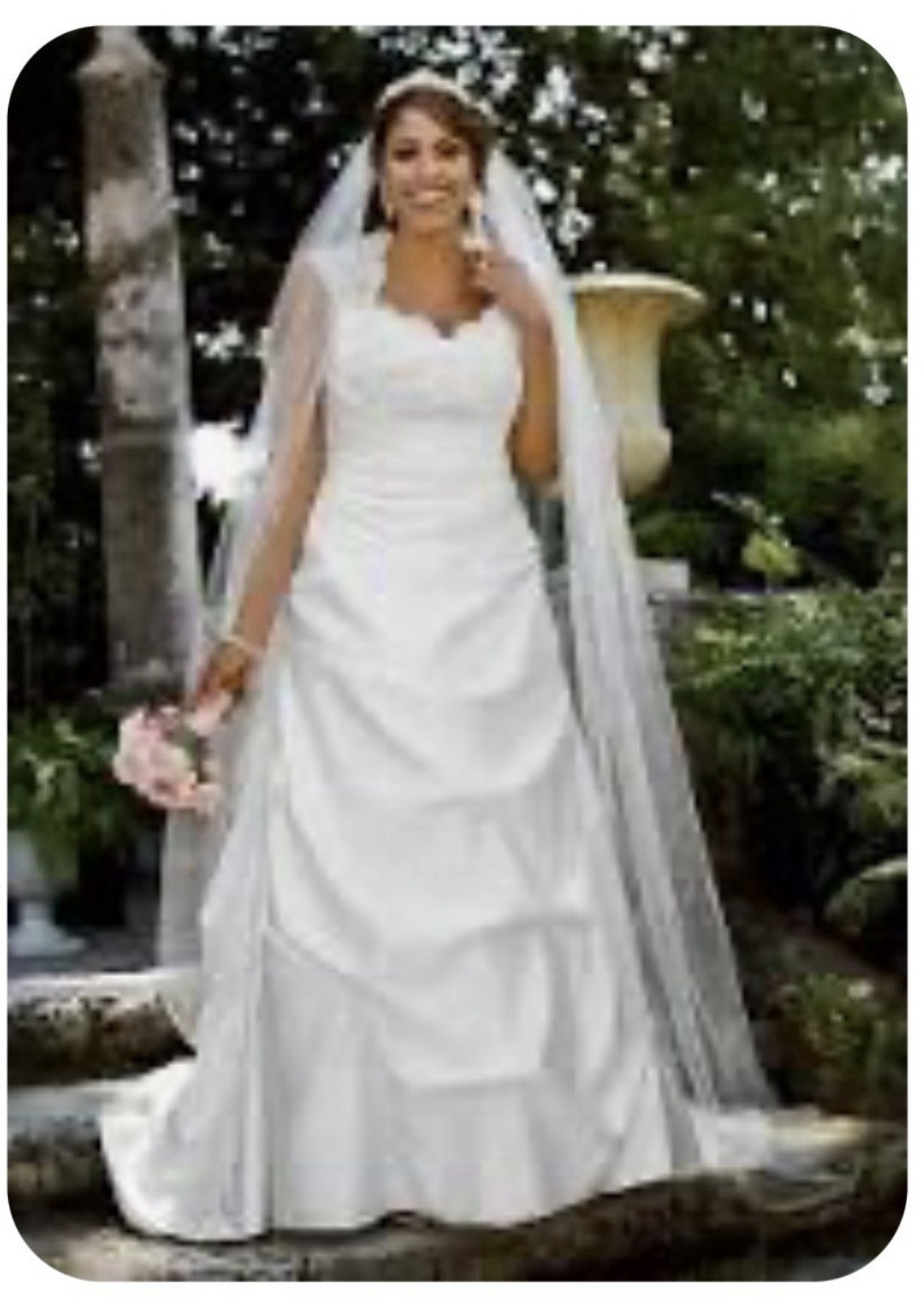 David’s Bridal 18w 9t3090 Plus Size Lace Cap Sleeve A-Line Wedding Dress